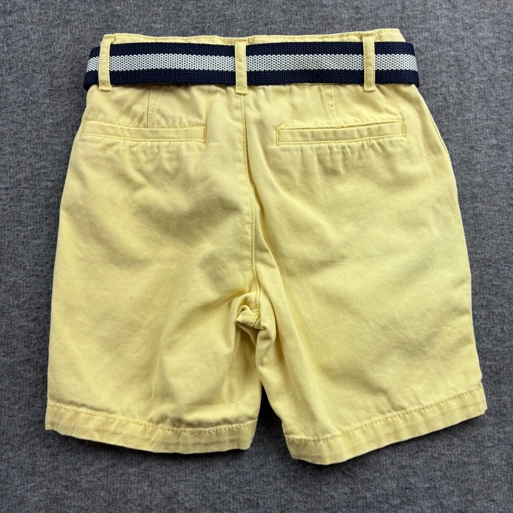 The Childrens Place Boys Shorts Set 2 Pairs Light Blue Yellow Belt Size 6 Preppy